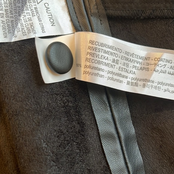 Zara Dress Faux Leather Black Button Belted Jacket Dress Size Medium - Picture 12 of 12